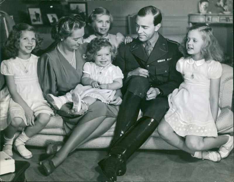 Prince Gustav Adolf of Sweden with his family. - Vintage Photograph