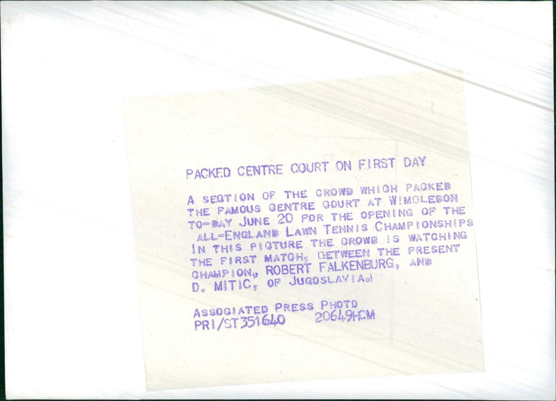 Wimbledon Robert Falkenburg and D. Mitic - Vintage Photograph