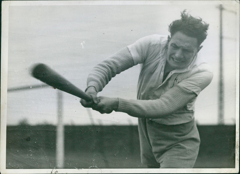 Man playing cricket - Vintage Photograph