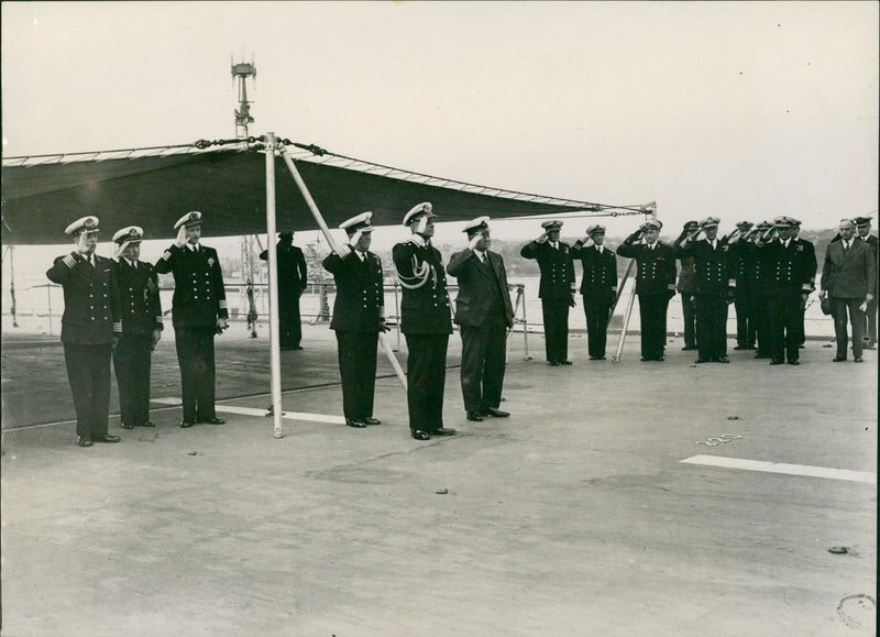 Military personnel saluting - Vintage Photograph