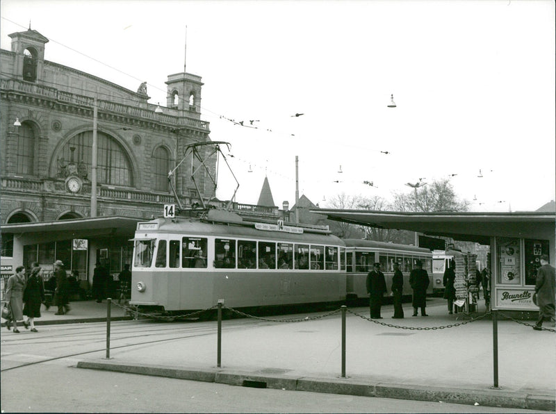 Trolleybus at the station - Vintage Photograph