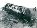 Tanker truck flipped over - Vintage Photograph