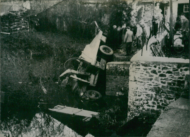 Road Accident Near Rennes, France - Vintage Photograph