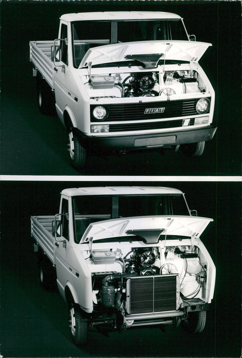 Engine view of an OM Grinta Fiat truck - Vintage Photograph