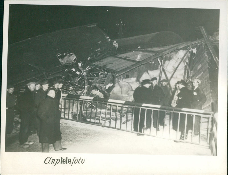 Freight train and a Oil train collision - Vintage Photograph