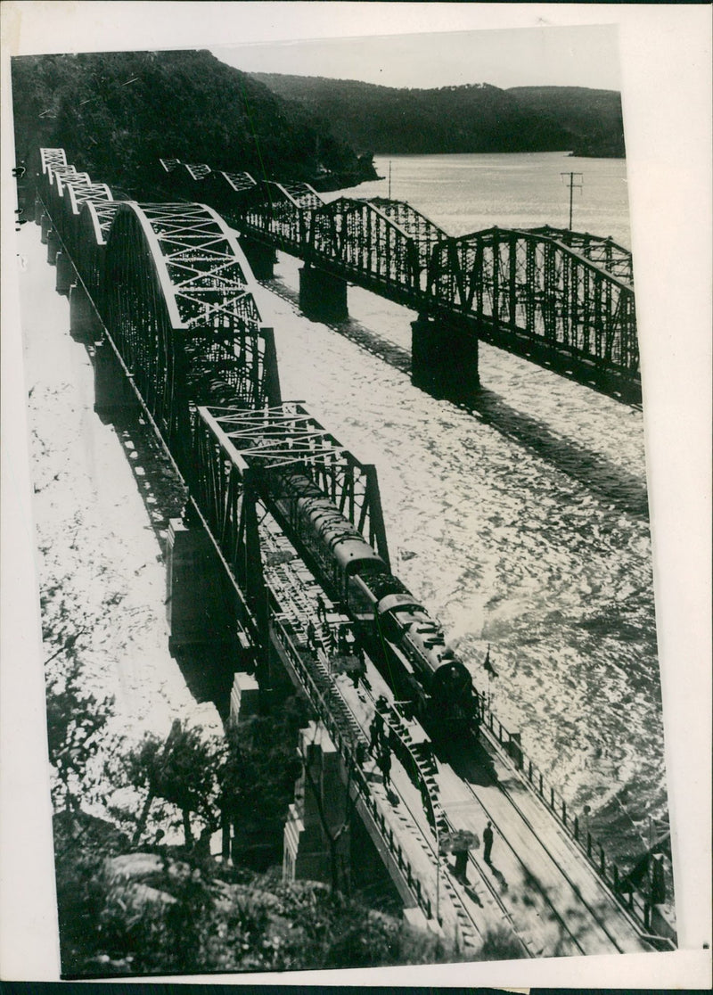 First Train Crossing to Hawkesbury River Bridge - Vintage Photograph