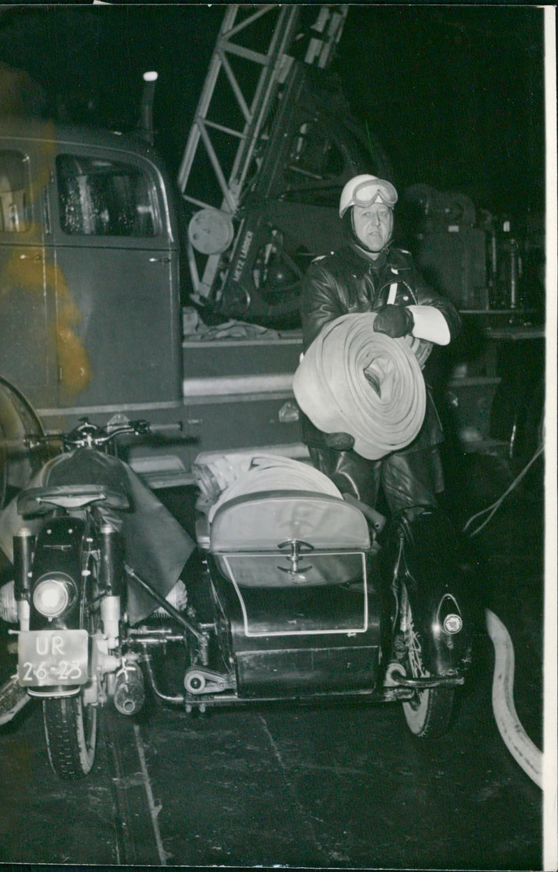 Police Help Fire Fighters - Vintage Photograph