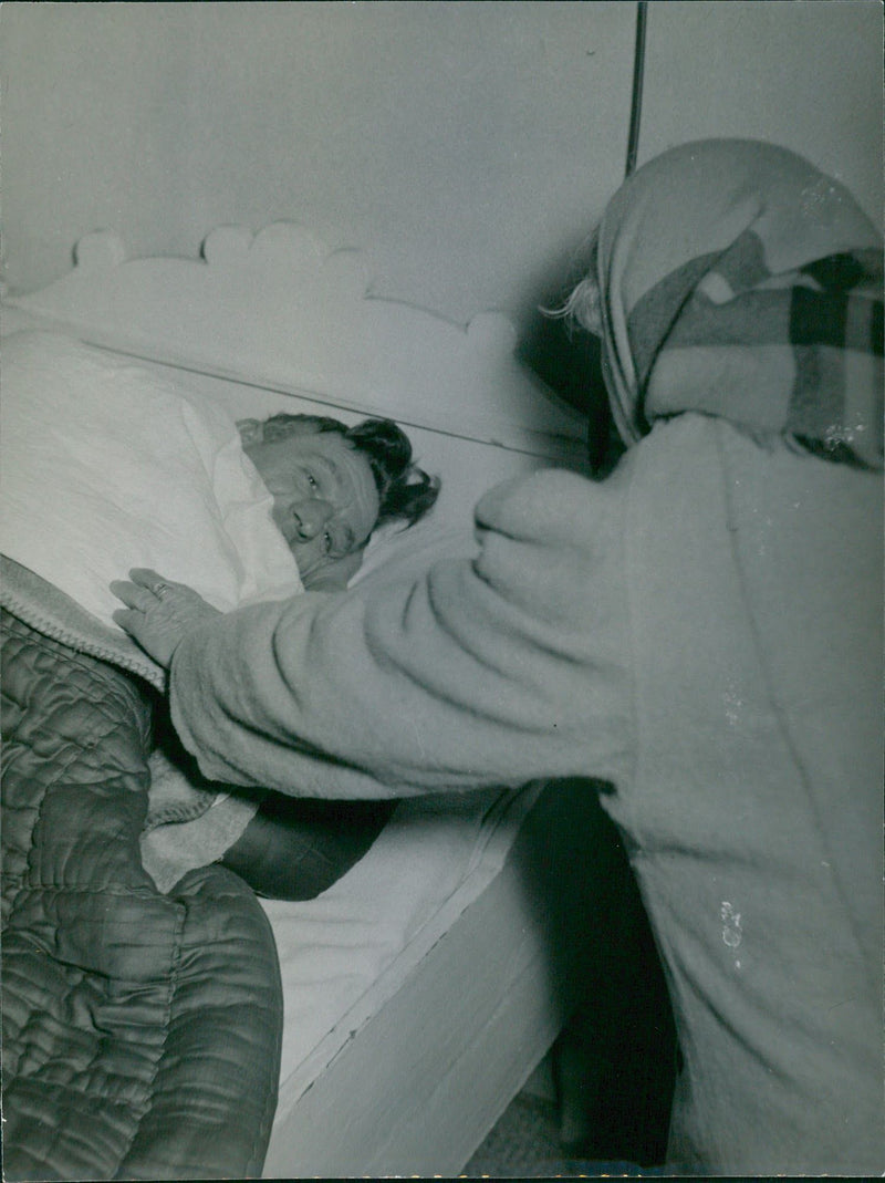 An ailing man in bed - Vintage Photograph