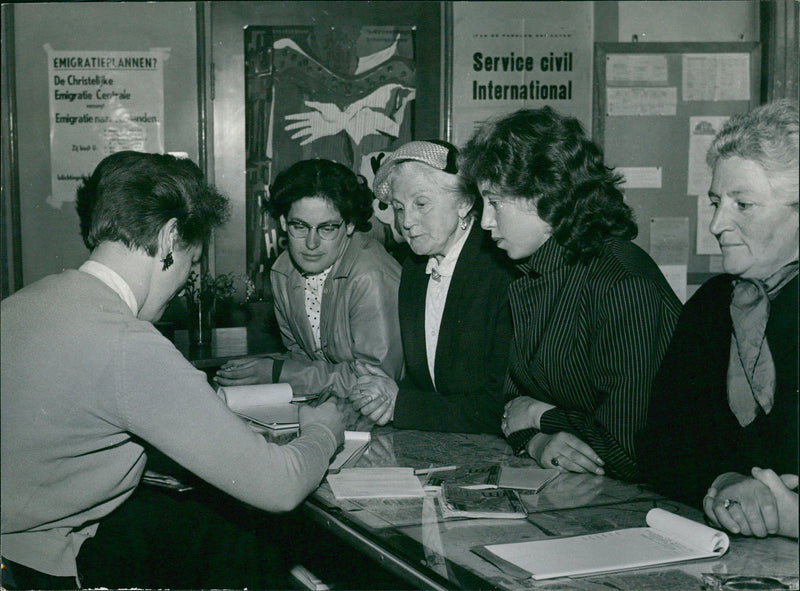 Women at an immigration office - Vintage Photograph