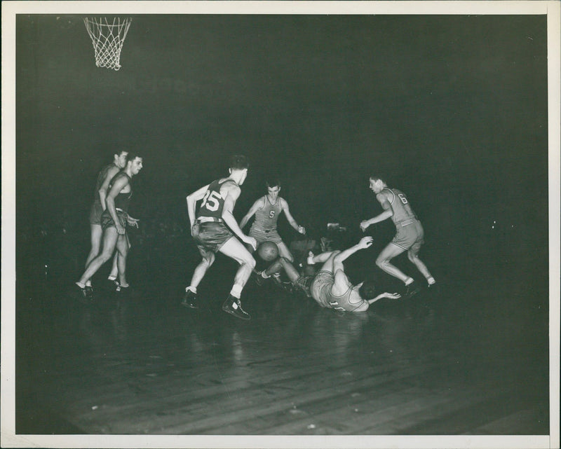 Players in a basketball match - Vintage Photograph