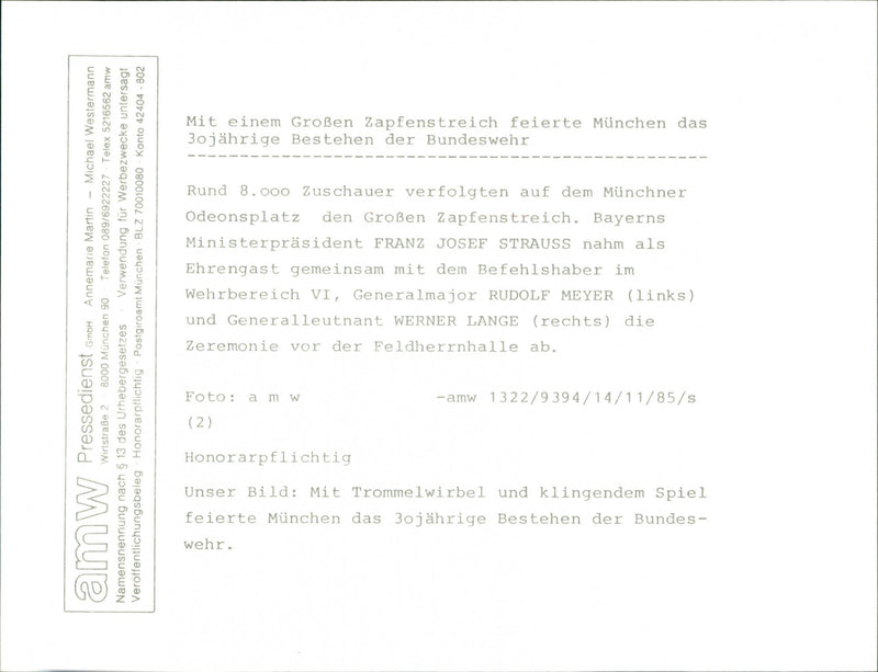 Munich celebrates the 30th anniversary of the Bundeswehr - Vintage Photograph