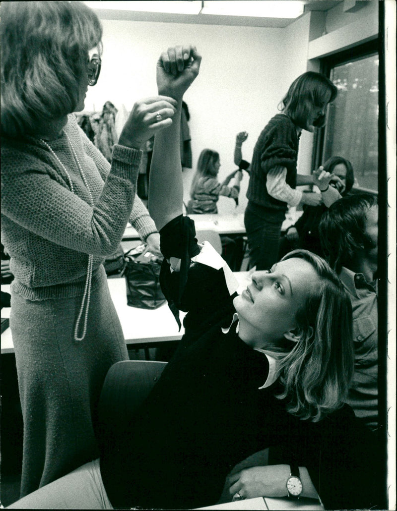 Flight attendants at the first aid course - Vintage Photograph