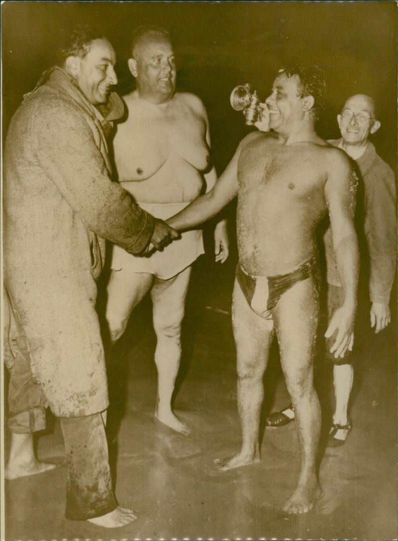 Hassan Abdel Rehim and his trainer Aly Eddin with Haimy - Vintage Photograph