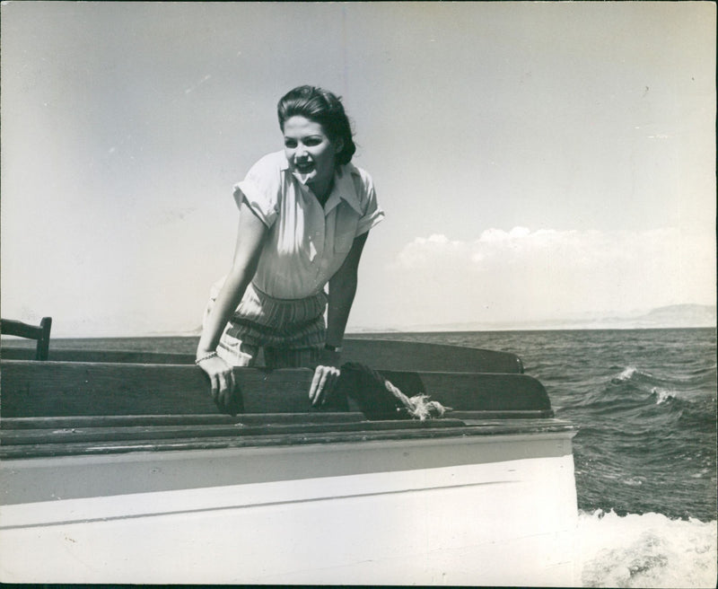 Woman on boat - Vintage Photograph