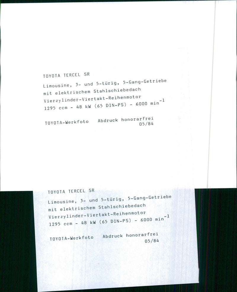 1984 Toyota Tercel SR - Vintage Photograph