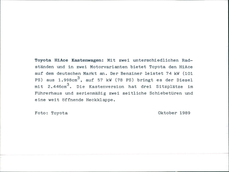 Toyota HiAce - Vintage Photograph