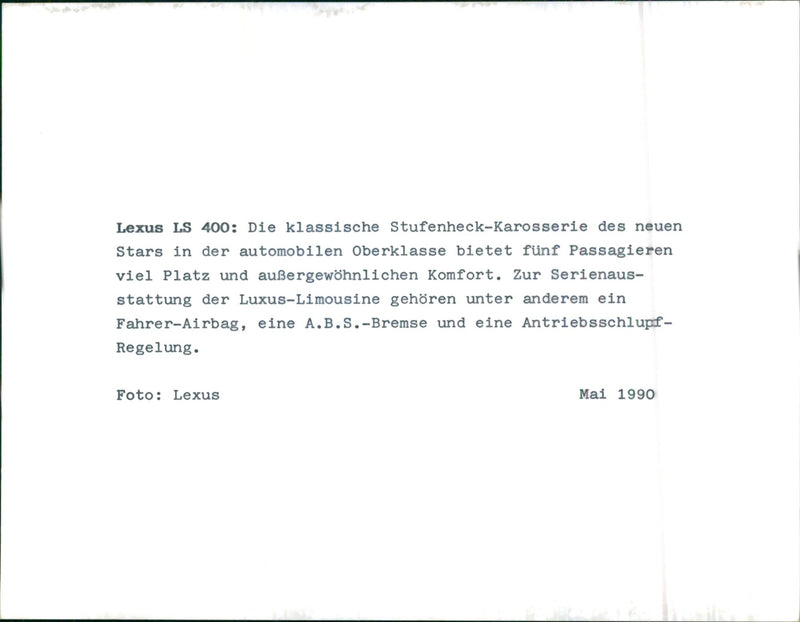 Lexus LS 400 - Vintage Photograph