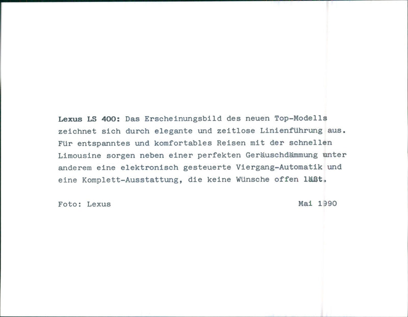 Lexus LS 400 - Vintage Photograph