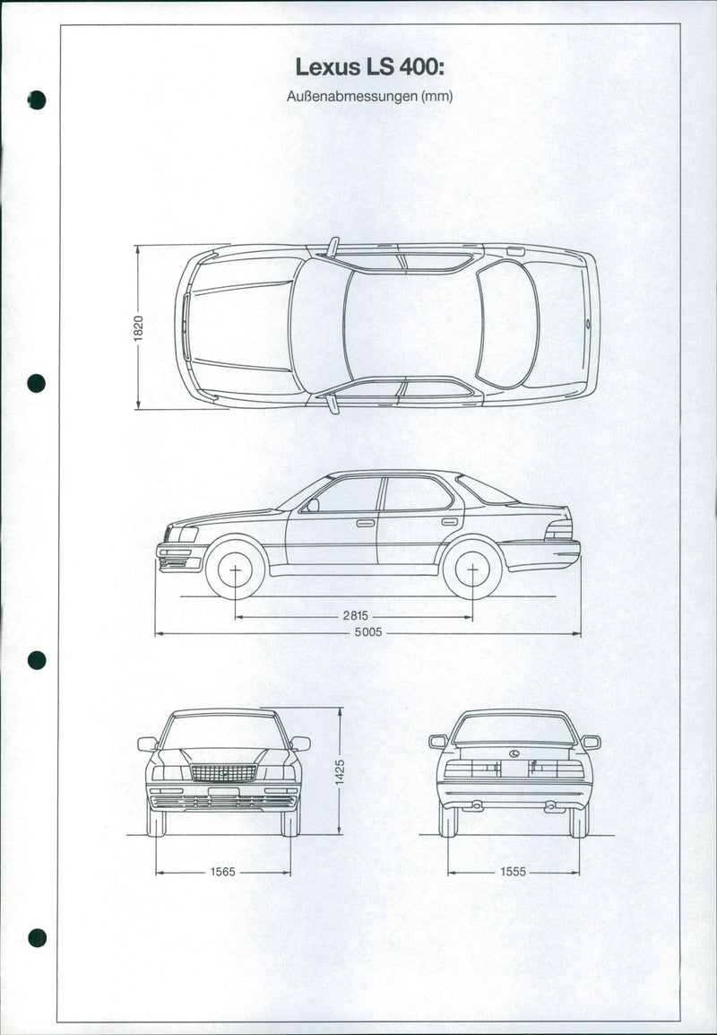 Lexus LS 400: External dimensions - Vintage Photograph