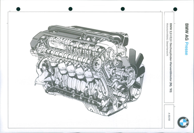 1993 BMW 2.0 litre/2.5 litre engine - Vintage Photograph