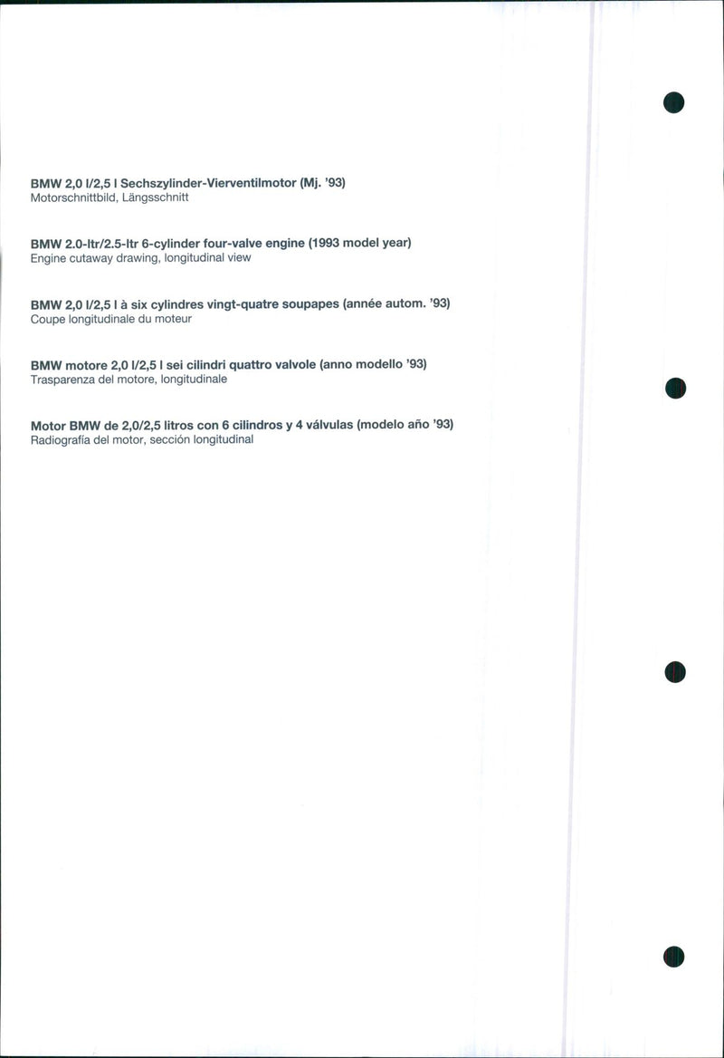 1993 BMW 2.0 litre/2.5 litre engine - Vintage Photograph