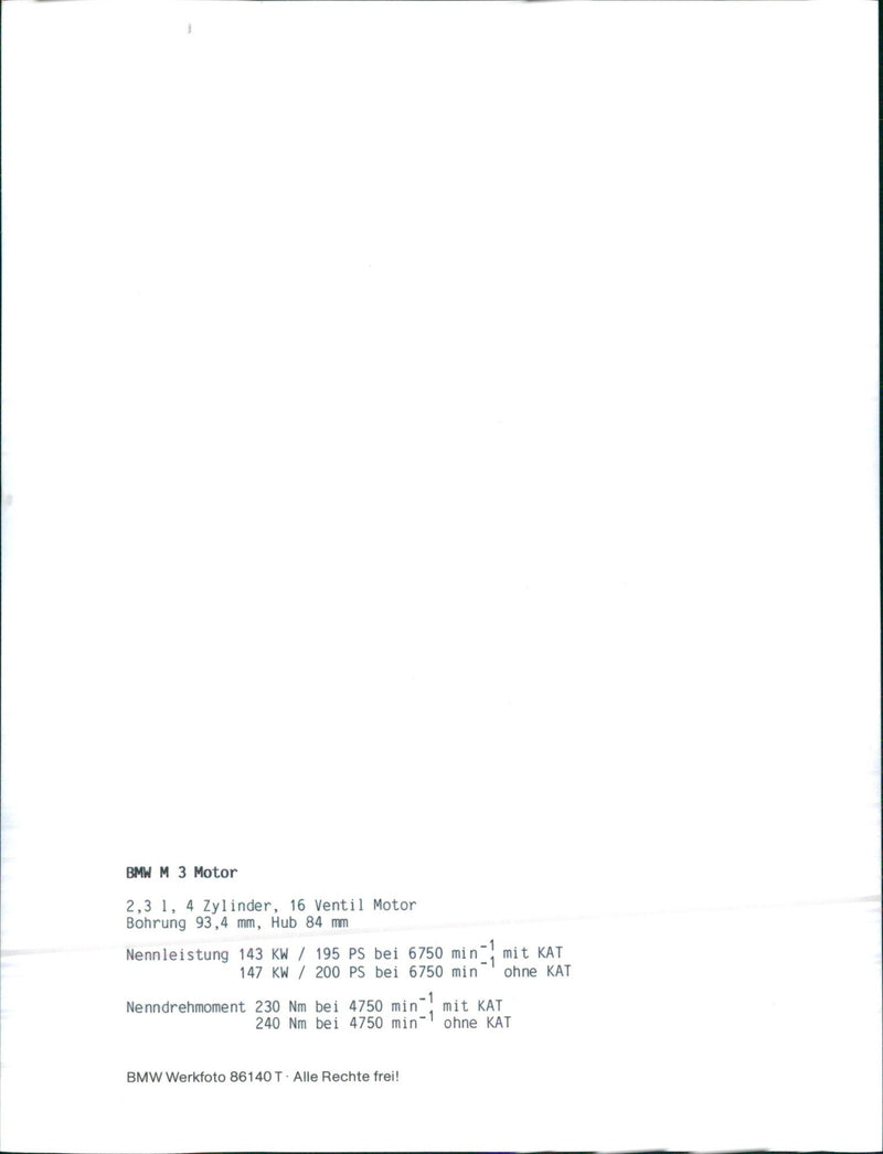 1986 BMW M3 - Vintage Photograph