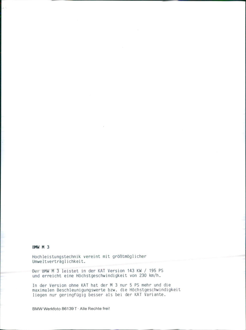 1986 BMW M3 - Vintage Photograph