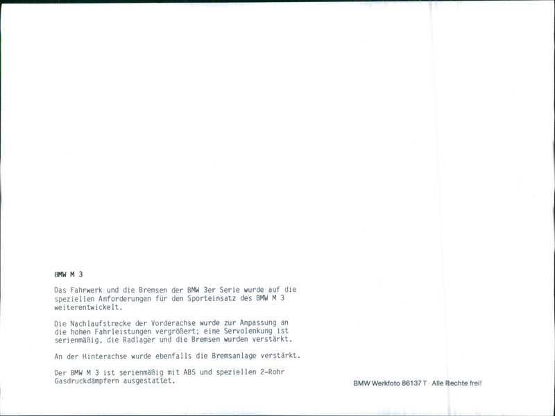 1986 BMW M3 - Vintage Photograph