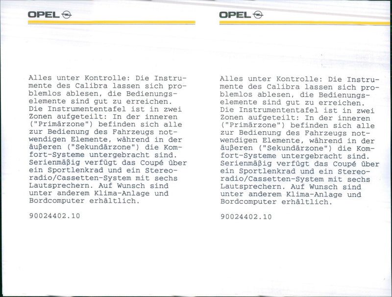 1990 Opel Calibra. - Vintage Photograph