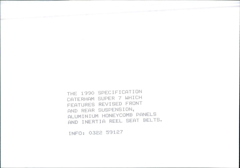 1990 Caterham Super 7 - Vintage Photograph