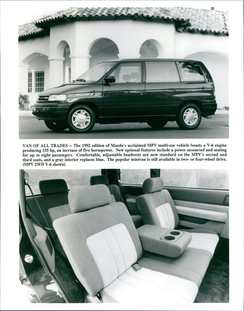 1992 Mazda MPV 2WD V-6, sideview and seating - Vintage Photograph