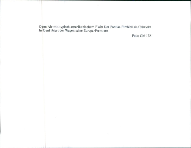 Pontiac Firebird - Vintage Photograph