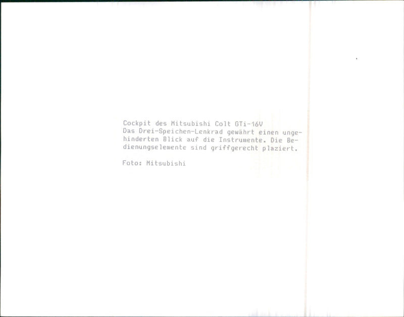 1988 Mitsubishi Colt GTi-16V - Vintage Photograph