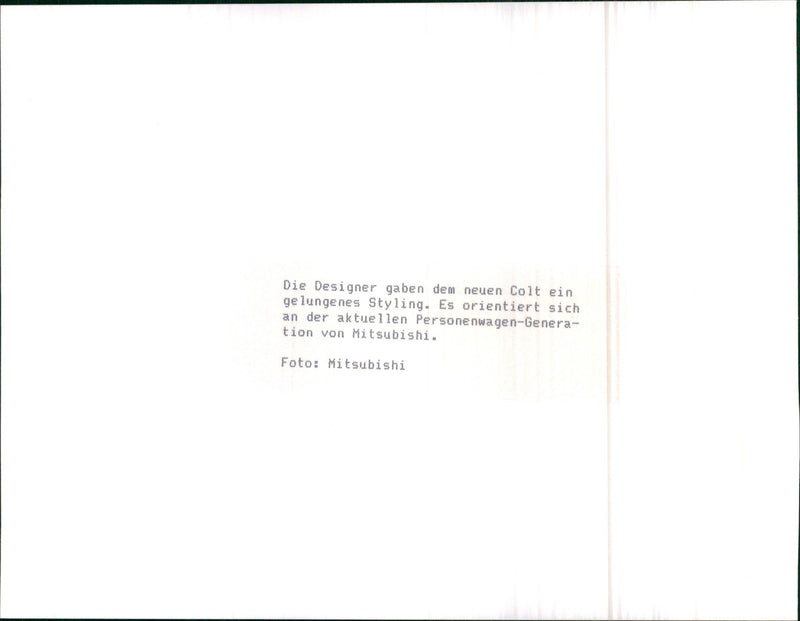 1988 Mitsubishi Colt - Vintage Photograph