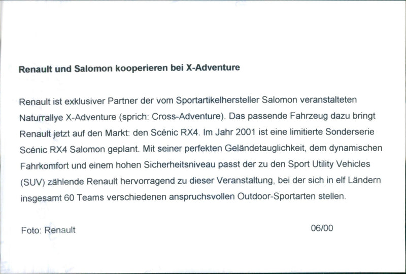 Renault and Salomon cooperate on X-Adventure - Vintage Photograph