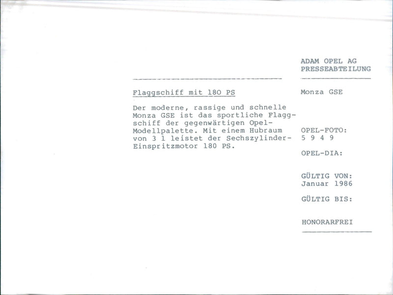 Opel Monza GSE - Vintage Photograph