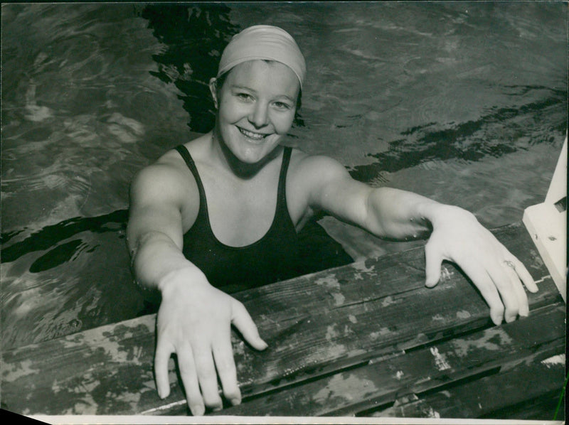 A young swimming athlete - Vintage Photograph