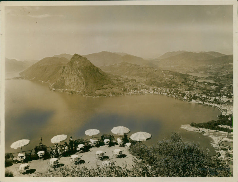 Lake-side terrace - Vintage Photograph