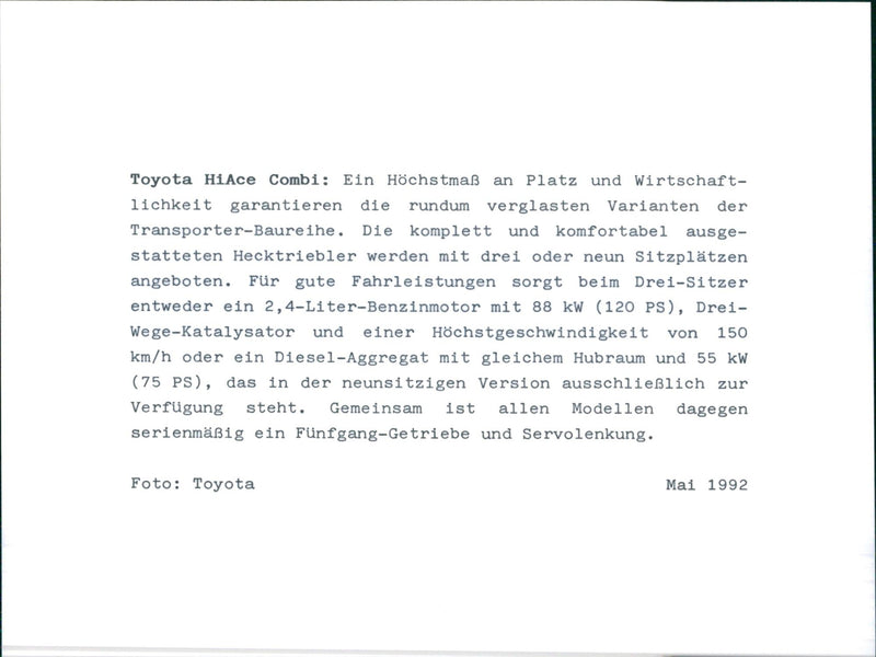 1992 Toyota Hilux/HiAce - Vintage Photograph