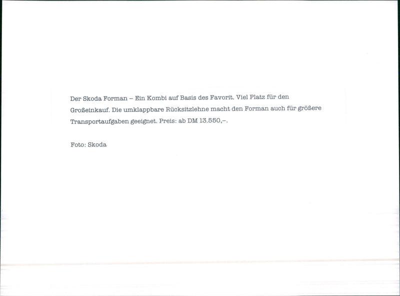 1992 Skoda Releases - Vintage Photograph