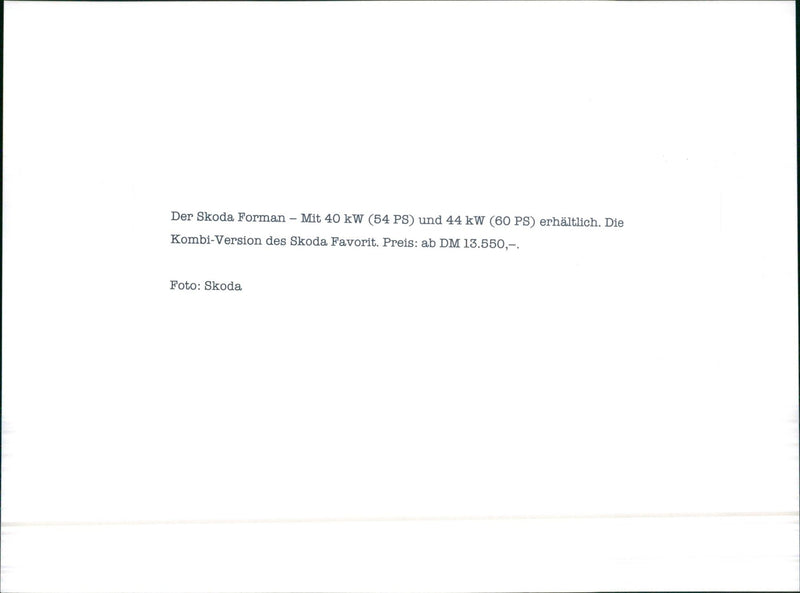 1992 Skoda Releases - Vintage Photograph