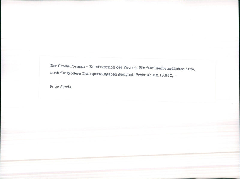 1992 Skoda Releases - Vintage Photograph