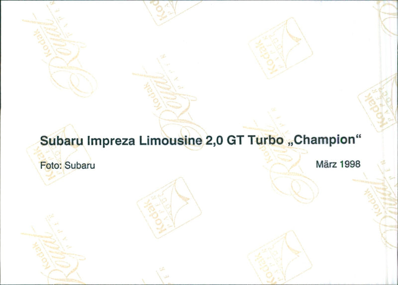 Subaru Impreza Limousine 2.0 GT Turbo "Champion" - Vintage Photograph