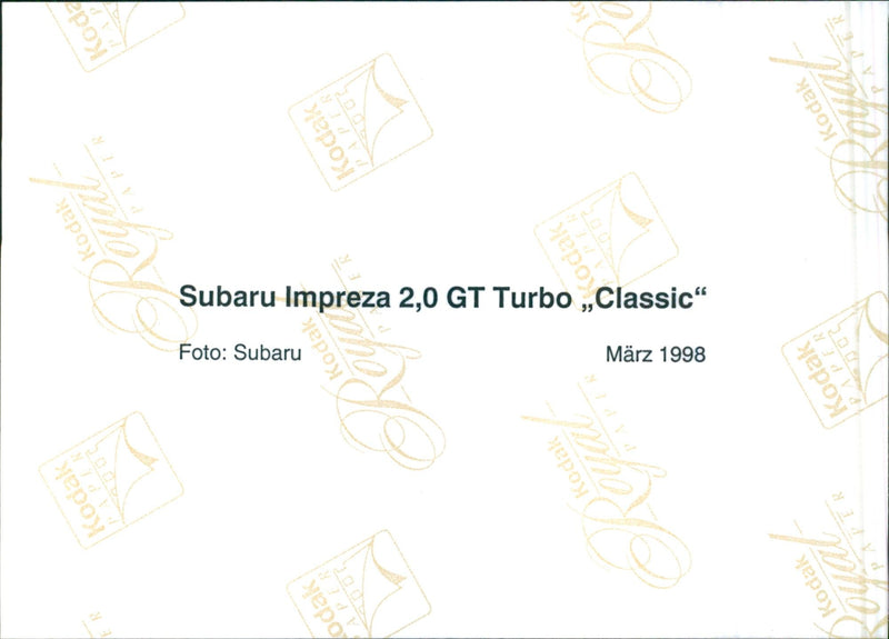 Subaru Impreza 2.0 GT Turbo "Classic" - Vintage Photograph