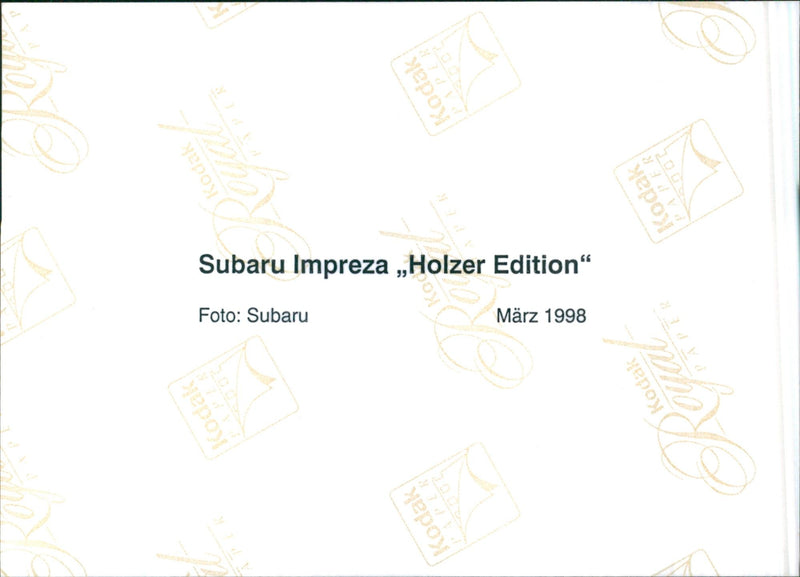Subaru Impreza "Holzer Edition" - Vintage Photograph