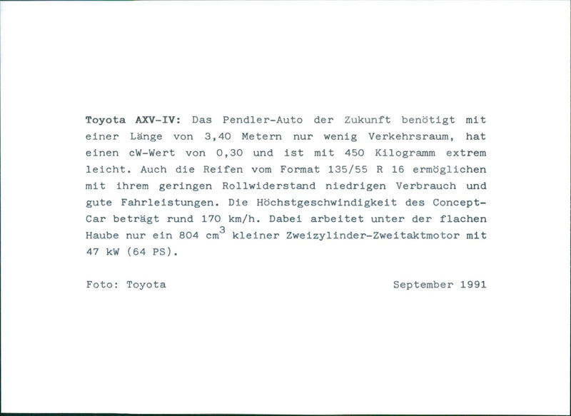 Toyota AXV-IV - Vintage Photograph