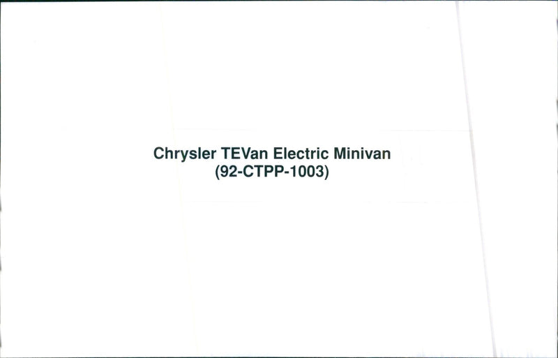 Chrysler TEVan Electric Minivan - Vintage Photograph