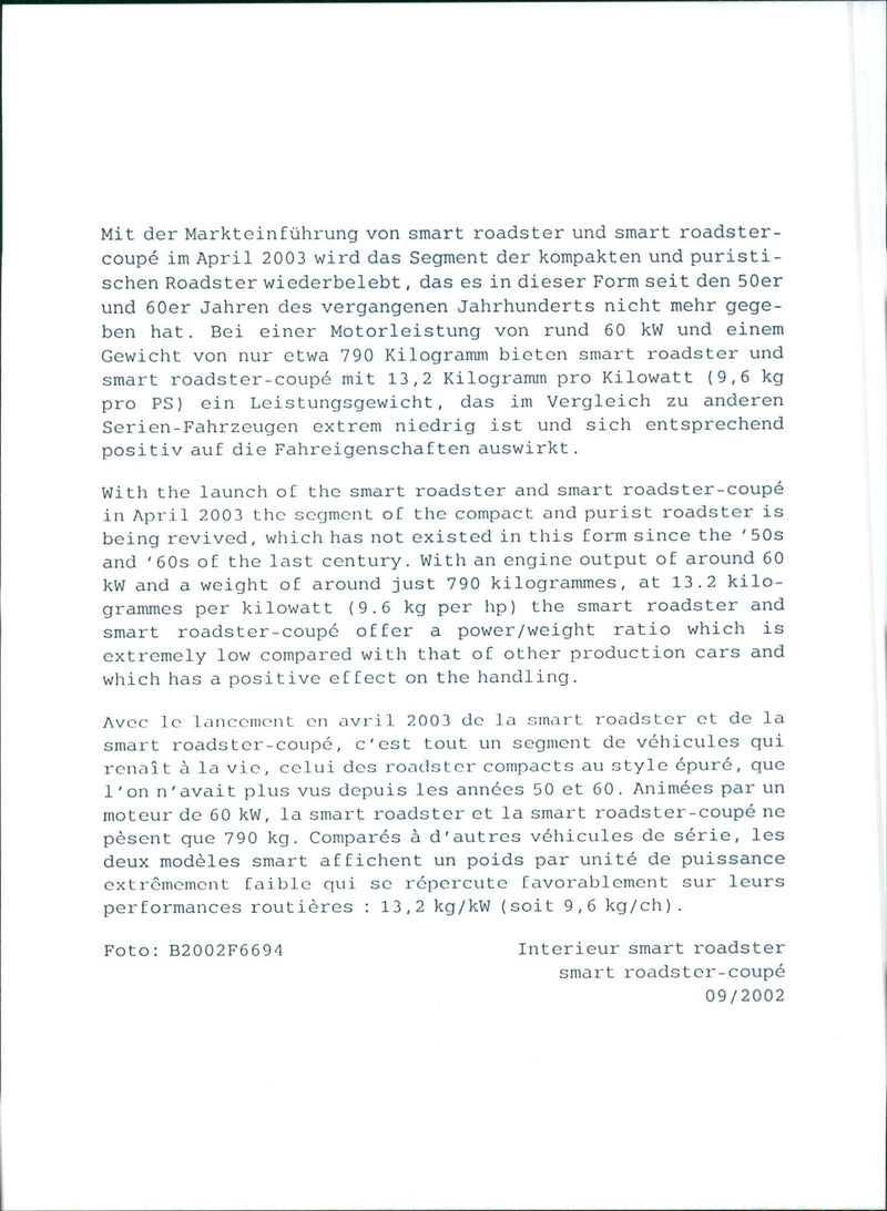 2002 Smart Roadster and Smart Roadster Coupe - Vintage Photograph