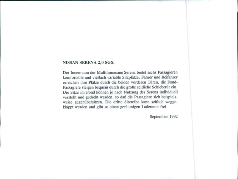 Nissan Serena 2.0 SGX - Vintage Photograph