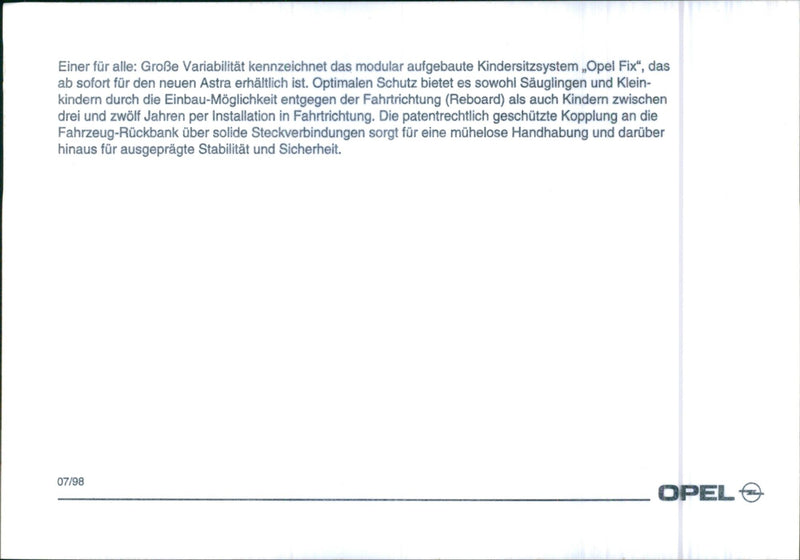 "Opel Fix" modular child seat system - Vintage Photograph